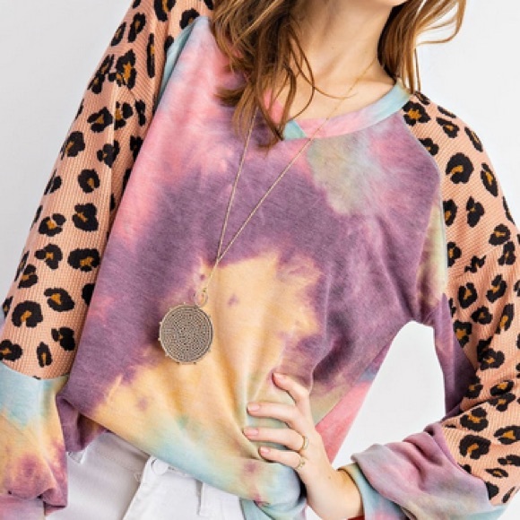 LAST 1 - NWT Boutique Hi-Lo tie dye cheetah waffle - Picture 5 of 6